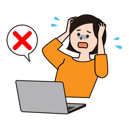 誤字を見つけて焦っているイラスト