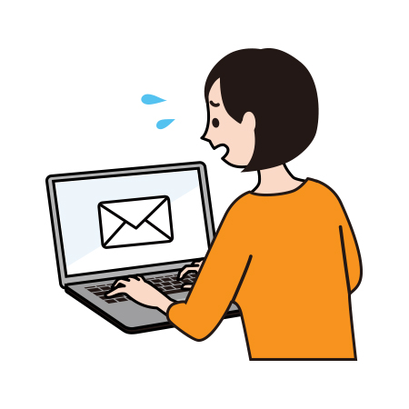 慌ててメールを打ってるイラスト