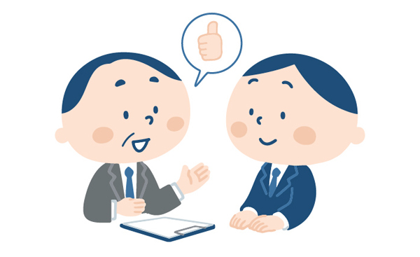 社長に褒められている　イラスト