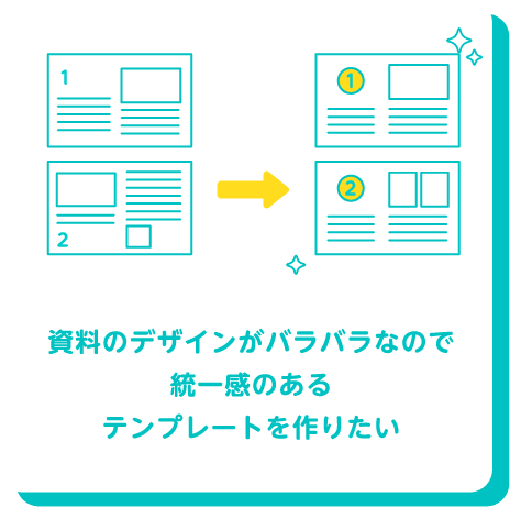 資料のデザインがバラバラなので統一感のあるテンプレートを作りたい